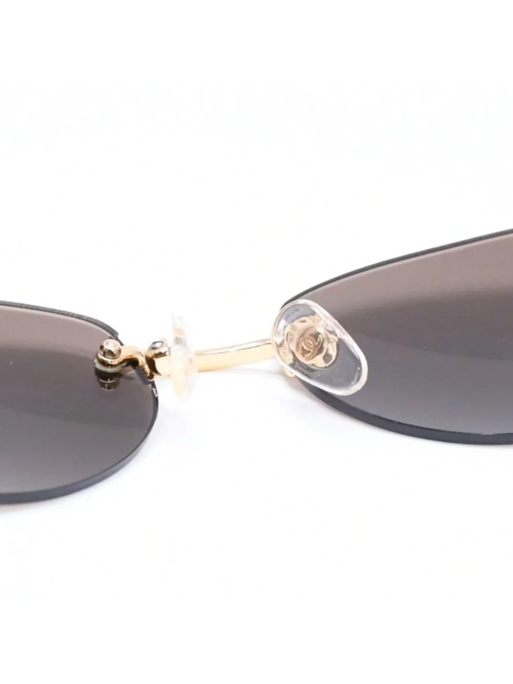 Chanel Rimless Sunglasses Eyewear CC Logo Gold